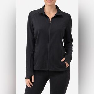 Danskin Black Full Zip Performance Jacket Thumbhole Athleisure Women’s Size XL